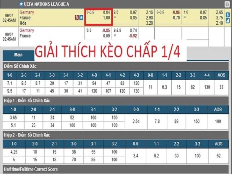 Kèo chấp 1/4 trái là một dạng kèo phổ biến trong cá độ bóng đá